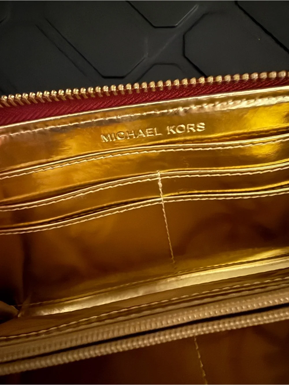 Michael Kors Pink Snake-Embossed Zip-Around Wallet with Gold Plate